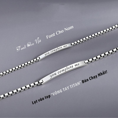 [Ghi Chú] Lắc kèm tên cặp đôi vuông nam nữ Khắc Tên theo yêu cầu thuần Việt có sẵn