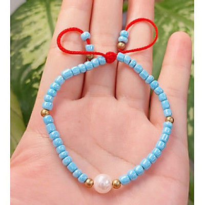 Vòng tay nữ thời trang kết hạt cườm mix hạt ngọc trai nuôi dễ thương