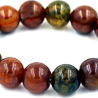 Vòng tay chuỗi hạt đá vân rồng 14 ly 14 hạt 196mm