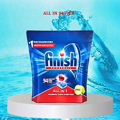 Túi 94 viên rửa chén Finish All In1 Max Dishwasher Tablets Lemon PTT09439 - hương chanh