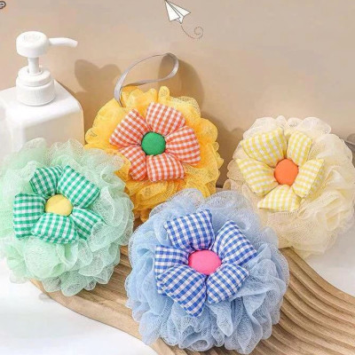 Combo 2 Bông Tắm Hình Hoa Sọc Caro Tạo Bọt Chất Liệu Lưới Tròn Mềm Mại - Giao màu ngẫu nhiên