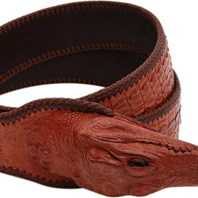 Thắt Lưng Nam Da Cá Sấu Nguyên Con Lớn Đầu Cá Sấu Huy Hoàng HT4253 - Nâu Đỏ