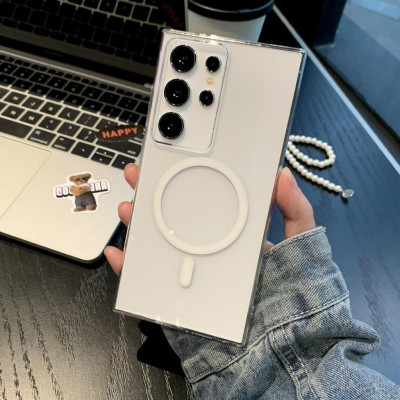 Ốp Lưng Từ Tính Cho Samsung Galaxy S24 Ultra / S25 Plus / S24 Plus / S23 Ultra Nhựa Cứng Trong Suốt Siêu Mỏng