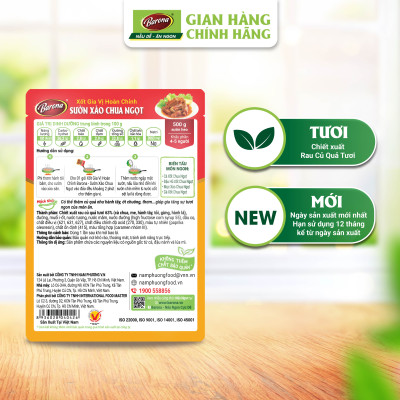 Combo Xốt gia vị hoàn chỉnh Barona: 1 gói Cá/ thịt kho (80gr) + 1 gói Sườn xào chua ngọt (80gr) + 1 gói Canh chua (80gr)