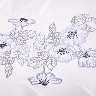 Bộ chăn ra Casa Bello Home - Set Bella Blue Sky Cotton lụa satin thêu họa tiết thêu 5 món