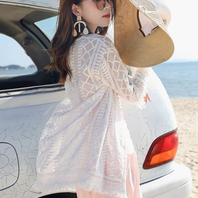 Áo choàng ren đi biển cao cấp, chất ren đẹp, mềm mại, họa tiết sang trọng, khoác ngoài đồ bơi | AR006