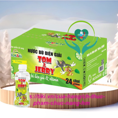 Nước bù điện giải Tom and Jerry vị chanh Alkari, thùng 24 chai x 250ml