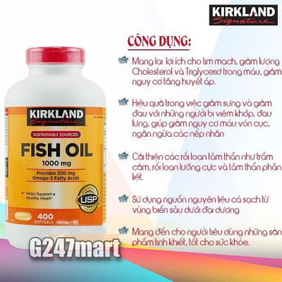 Omega 3 dầu cá Kirkland Signature Fish Oil Hỗ trợ sức khỏe não bộ, tim mạch, khớp, bổ mắt, làm đẹp da và tăng sức khỏe tổng thể - OZ Slim Store
