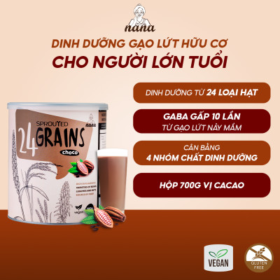 Thùng 12 Hộp Sữa Hạt Từ Gạo Lứt Hữu Cơ Nảy Mầm 24Grains Vị Socola Tự Nhiên Cho Trẻ Từ 3 Tuổi & Cả Gia Đình