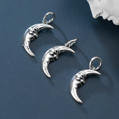 Combo 3 cái charm bạc hình mặt trăng treo - Ngọc Quý Gemstones