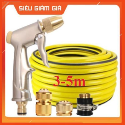 Bộ dây vòi xịt nước rửa xe, tưới cây . tăng áp 3 lần, loại 3m, 5m 206701-1Yđầu đồng, cút đồng, d.vàng