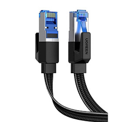 Cáp mạng Cat8 Ugreen 40172 dài 3m 40Gbps 2000mhz dây dẹt Nylon Braided Màu Đen Hàng chính hãng