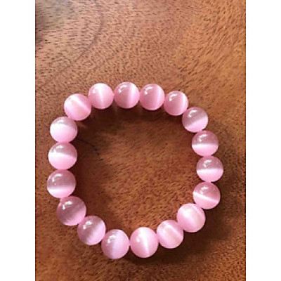 VÒNG ĐÁ MẮT MÈO 10mm HỒNG NỮ MỆNH HOẢ THỔ 