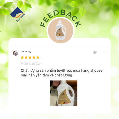 Nước rửa chén hữu cơ Bồ hòn Ecocare tinh dầu Vỏ Cam 4000ml