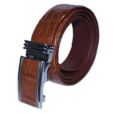 Thắt Lưng Nam Da Cá Sấu Gai Bụng Huy Hoàng HT4240 - Nâu Đỏ