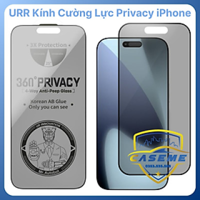 Kính Cường Lực Dành Cho iPhone 17, iPhone Air, iPhone 17 Pro, iPhone 17 Pro Max URR 360° Privacy Anti Spy 9H – Full Màn, Chống Nhìn Trộm - Hàng Chính Hãng