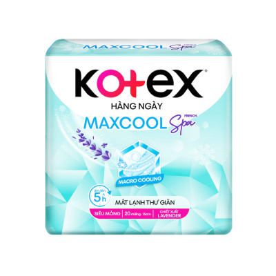 Combo 4 Băng Vệ Sinh Kotex Hàng Ngày Max Cool French Spa 20 miếng/Gói