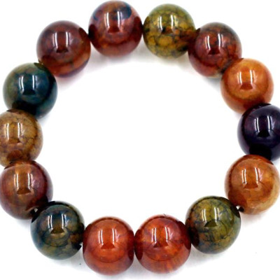 Vòng tay chuỗi hạt đá vân rồng 14 ly 14 hạt 196mm