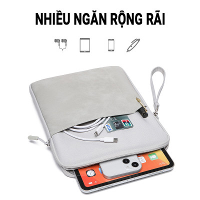 Túi Chống Sốc Đựng Ipad Teement, Máy Tính Bảng 2 Ngăn Kèm Khe Cắm Bút, Có Quai Xách Nhiều Size 8in, 9.7in, 10.2in, 10.5in, 11in - Hàng Chính Hãng