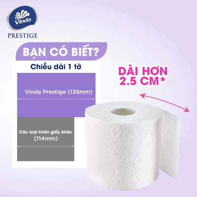 [MUA 1 THÙNG GVS PRESTIGE 4D TẶNG 1 LỐC GVS PRESTIGE 4D + ẤM TRÀ] Giấy vệ sinh cao cấp Vinda Prestige 4D 3 lớp (8 Cuộn)