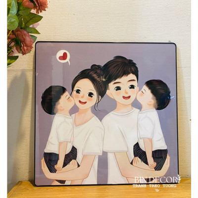 (ẢNH CHỤP THẬT)Tranh treo tường gia đình hạnh phúc 7 trang trí decor kèm đinh treo