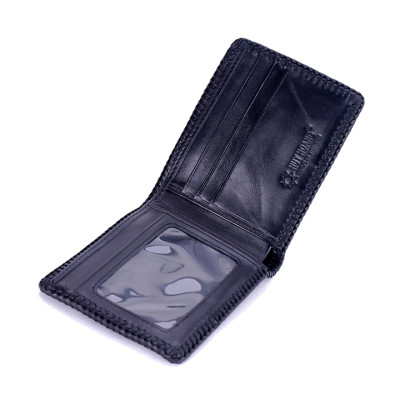 HP2762-64-66 - Ví nam Huy Hoàng da cá sấu nguyên con đan viền màu đen, nâu đất, nâu đỏ