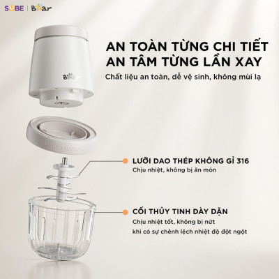 Máy xay ăn dặm 8 lưỡi 0.3L Bear CH-5H02D24 hàng chính hãng