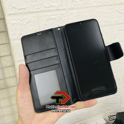 Bao da dạng ví cho Xiaomi Redmi 9C hiệu Hanman có ngăn đựng thẻ và tiền tiện dụng - Hàng chính hãng