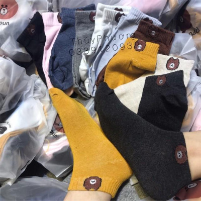 SP1362 COMBO 10 Đôi Tất Gấu Cổ Ngắn (kèm túi gấu)