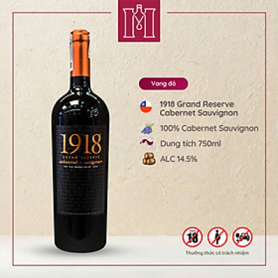 Rượu vang đỏ Chile 1918 Grand Reserve Cabernet Sauvignon 750ml 14.5% - Hàng chính hãng
