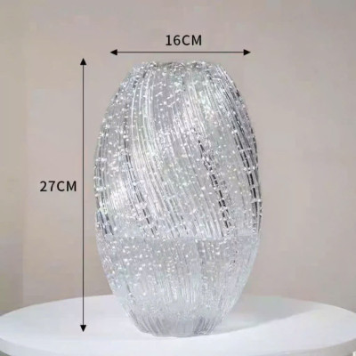 Bình Hoa Xoắn Thủy Tinh Phát Sáng – Decor Trong Suốt Lấp Lánh, Tỏa Sáng Trong Bóng Tối – Trang Trí Nhà Cửa Phong Cách Hiện Đại (16x27cm) - HÀNG CHÍNH HÃNG MINIIN