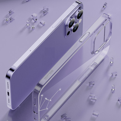 Ốp Lưng dành cho iPhone 14 Pro Max Cứng Trong Suốt Chống Ố Vàng siêu mỏng Đính Đá hiệu Memuni Diamon - Hàng nhập khẩu