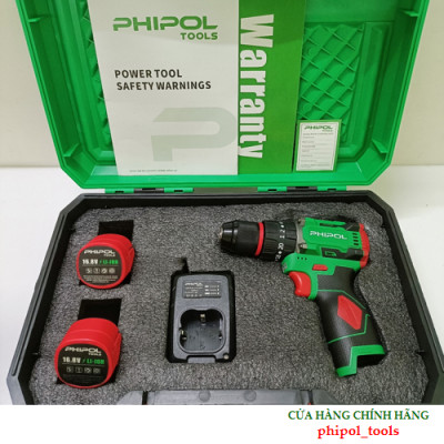 Combo Máy khoan vít 16.8V động cơ không chổi than PHIPOL TOOLS PH3022 Kèm 2 pin và sạc - Hàng Chính Hãng