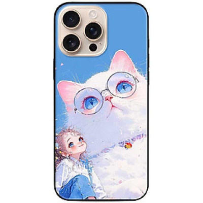 Ốp lưng dành cho Iphone 15 - 15 Plus - 15 Pro - 15 Pro Max - Cô Gái Và Mèo Kính - Hàng Chính Hãng