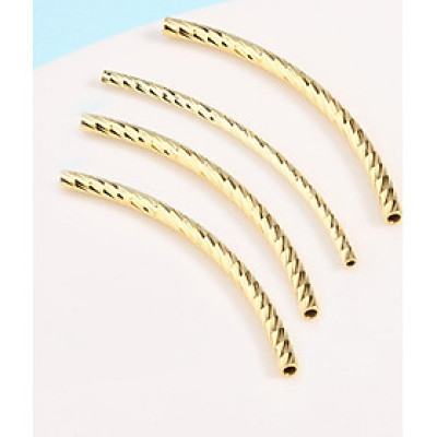 Combo 4 cái charm bạc hình ống họa tiết xoắn mạ vàng - Ngọc Quý Gemstones