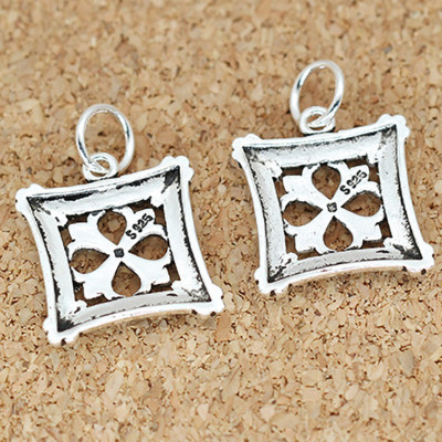 Combo 2 cái charm bạc hình vuông họa tiết lục tự cách tân treo - Ngọc Quý Gemstones