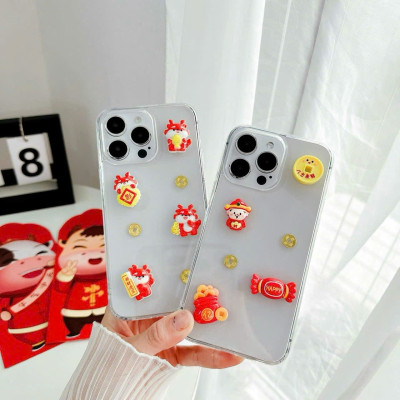 Ốp lưng trong tết 2024 cho iPhone 15 14 Pro Max 13 12 11 ProMax XsMAX XS XR 7/8 Plus ốp gắn tik gấu – Hàng nhập khẩu