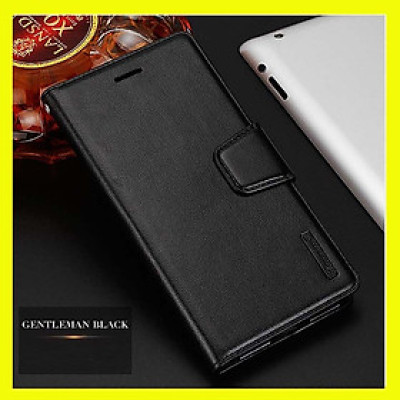 Bao da dạng ví cho iPhone 15Pro hiệu Hanman, DaDa có quai cài có ngăn để thẻ ATM và để tiền, bao da may viền - Hàng nhập khẩu 