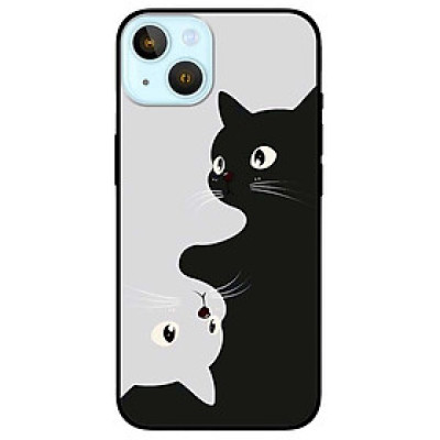 Ốp lưng cho IPhone 12 - 12 Pro - 12 Pro Max - 13 Mini - 13 - 13 Pro - 13 Pro Max - Mèo Trắng Đen - Hàng Chính Hãng