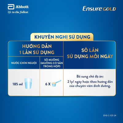 Sữa Bột Ensure Gold Abbott Hương Vani Truyền Thống (HMB) 850g/800g