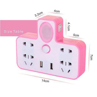 Bộ Chia Ổ Cắm Điện 3 Chấu 2 Cổng Usb, 4 Ổ Cắm Điện Tiện Lợi Có Đèn Ngủ Tiện Dụng