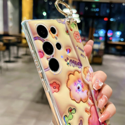 Ốp Lưng Cho Samsung S25 ULTRA / S24 Ultra / S24 PLus / S23 Ultra / S23 PLus Hoa 3D Kim Tuyến Đính Đá Có Dây Xỏ Tay Và Làm Gía Đỡ - Bum Store Galaxy Case