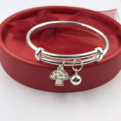 Vòng Tay Lắc Tay Cho Bé Bạc S99 Nguyên Chất Chuông Bóng Mix Nấm Dễ Thương LTE521 Điều Chỉnh Size