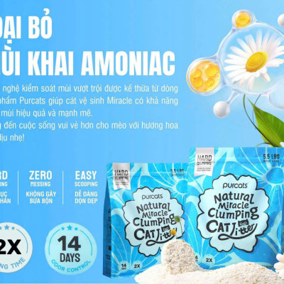 CÁT VỆ SINH CHO MÈO CATURE PURCATS NATURAL MIRACLE THƠM TỰ NHIÊN & THẤM HÚT,SIÊU KHỬ MÙI [ 2.5kg ]