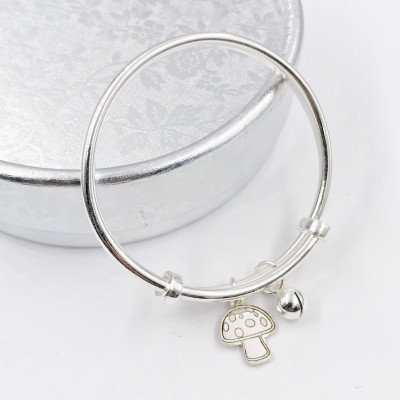 Vòng Tay Lắc Tay Cho Bé Bạc S99 Nguyên Chất Chuông Bóng Mix Nấm Dễ Thương LTE521 Điều Chỉnh Size