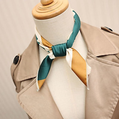 Khăn lụa cổ vuông- Khăn turban thiết kế kẻ sọc mix màu KC05