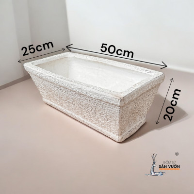 Chậu Gốm Chữ Nhật Trồng Cây Sân Thượng - Chậu Trồng Cây Trong Nhà 50x25x20cm