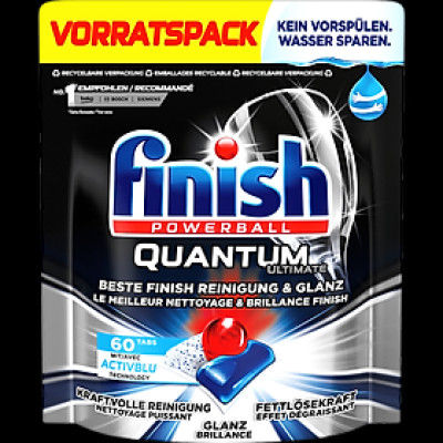 Viên Rửa Chén Bát Finish Quantum Ultimate Túi 60 Viên,  Nhập Đức Chính Hãng