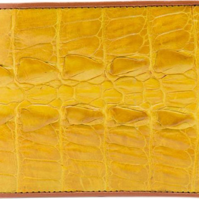 Ví Nam Da Cá Sấu Gai Đuôi Huy Hoàng HT2298 (12.5 x 10 cm) - Vàng Nghệ