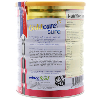 Sữa bột Wincofood Goldcare Sure Dinh dưỡng đầy đủ và cân đối  (từ 30 tuổi trở lên)